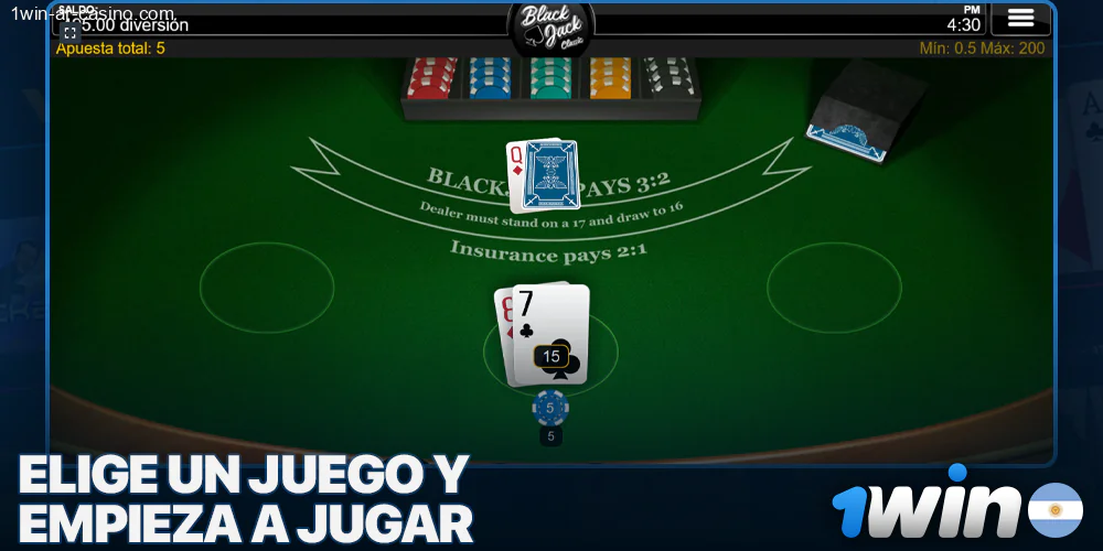 Elige un juego y empieza a jugar al blackjack con 1Win