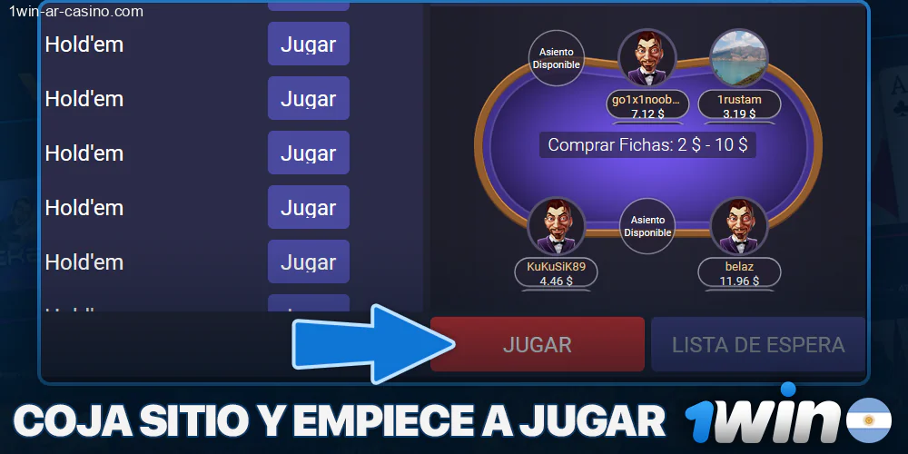 Únase a una partida de póquer en 1Win