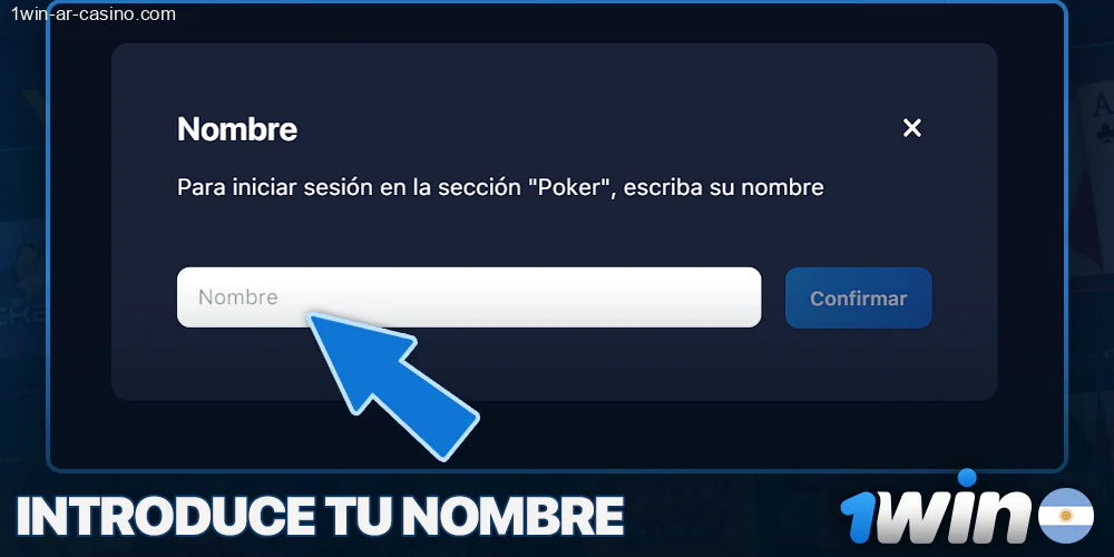 Ingrese un nombre para jugar al póquer en 1Win