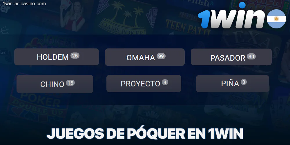 Posibles variantes del póquer en 1Win.
