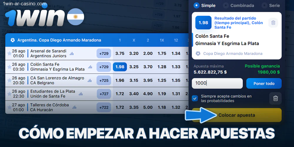 Cómo apostar en 1Win en Argentina